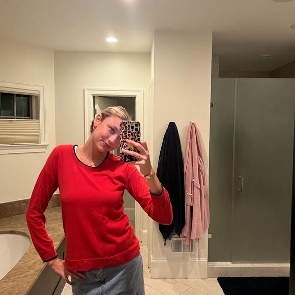 JOIE RED SWEATER WITH BLUE LINING - Picture 3 of 3